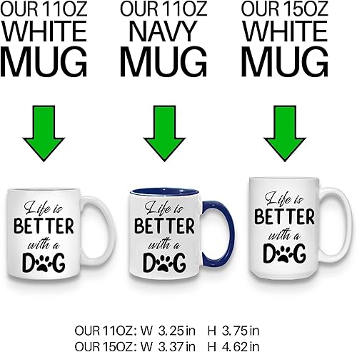 Miniatura 6 de WHIDOBE Taza personalizada para perros  Life is Better with a Dog (niña  perro)  Taza de café personalizada de 11 onzas y 15 onzas para los amantes
