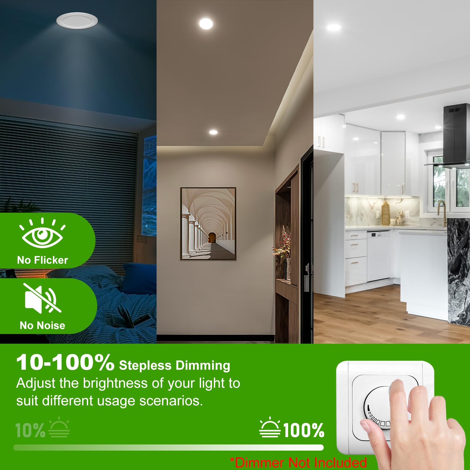 Focos LED Interior Techo 230V, 7W Ø 65-75 mm IP44, Regulables, Downlight Led Techo Empotrable Blanco Ccálido 3000K Blanco Neutro 4000K Blanco Frío 6500K，Ojos de Buey Led para Techo, 6er