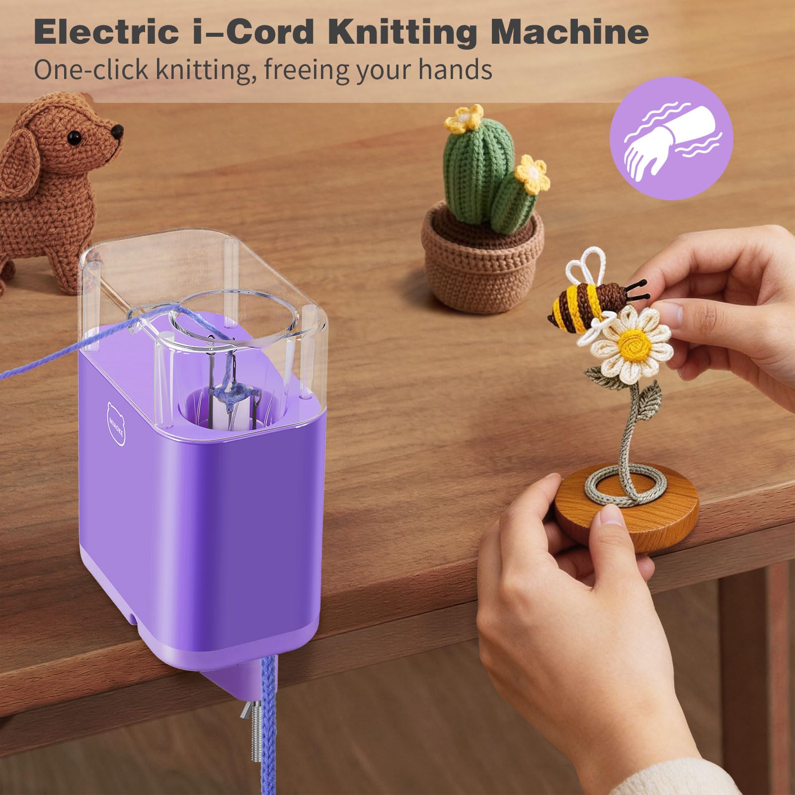 iCord - Máquina de tejer eléctrica i-Cord, con tensión de hilo ajustable, trenza automática para pulseras de bricolaje, abejas, hojas de arce, ciervos y proyectos de manualidades