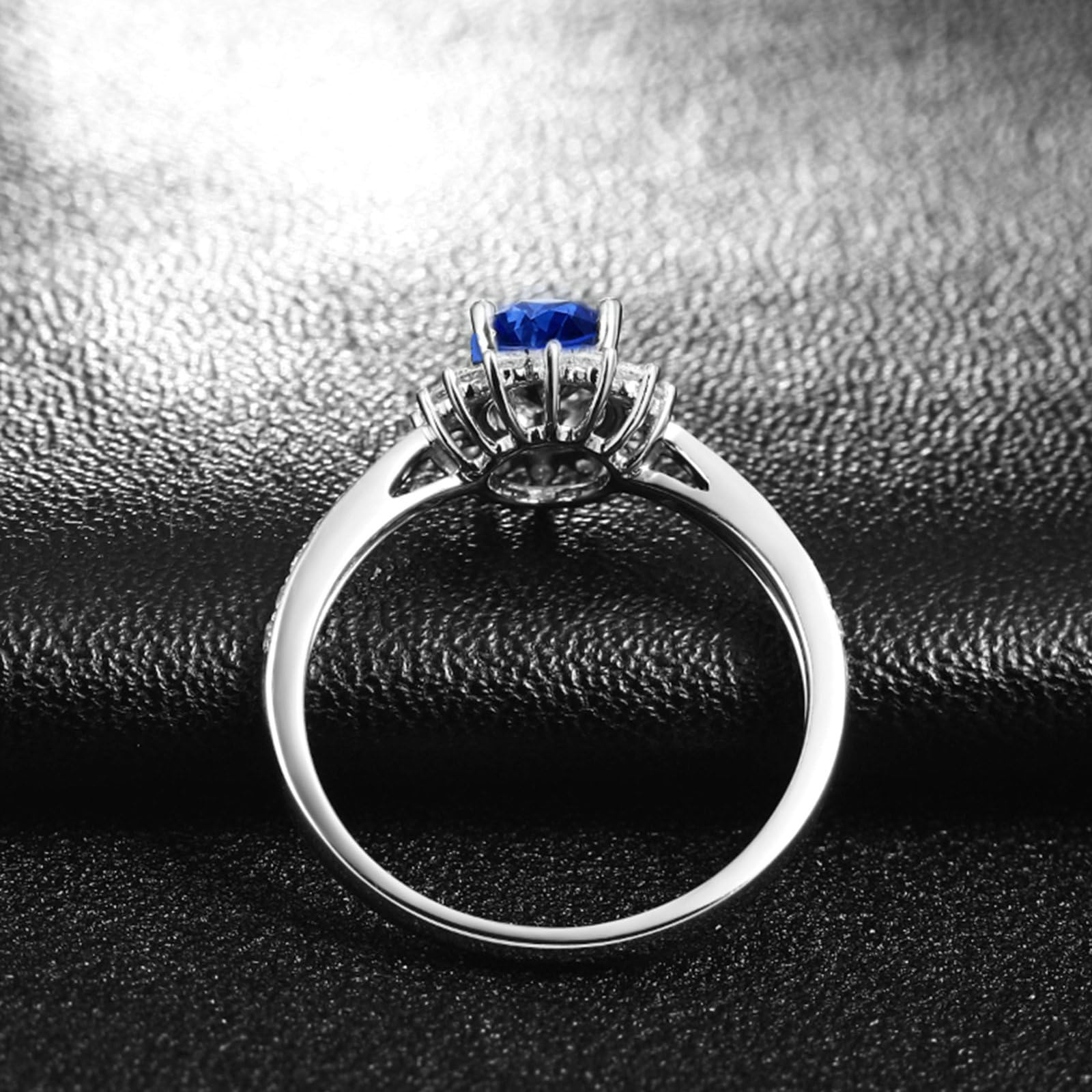 Obrączki ślubne białe złoto 375 9 K, obrączki ślubne dla kobiet, wzór kwiatowy, 0,6 ct, 1,05 ct, owalne, laboratoryjne, niebieski szafir i moissanit, zaręczyny, ślub, białe złoto