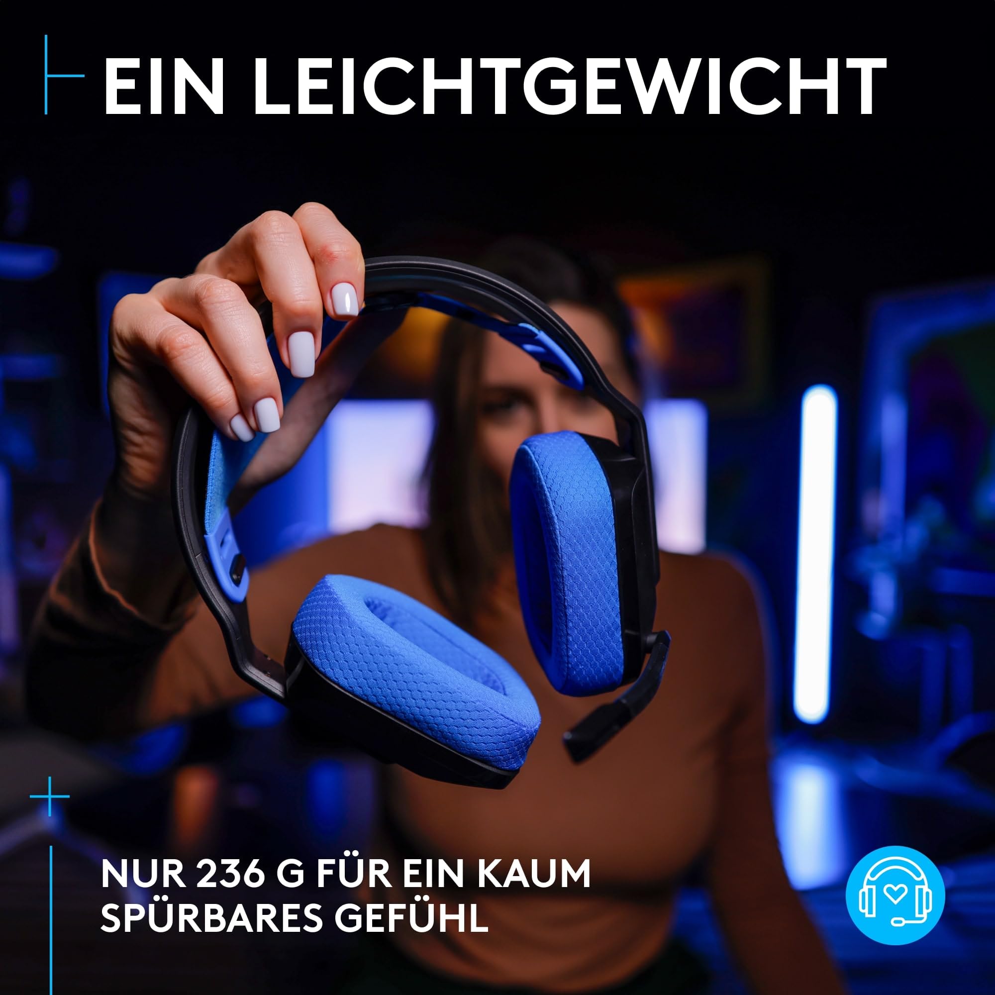 Logitech G G535 Lightspeed Wireless Gaming Headset On-Ear-Kopfhörer 33h Akku PS5 PS4 PC USB-C Schwarz Blau