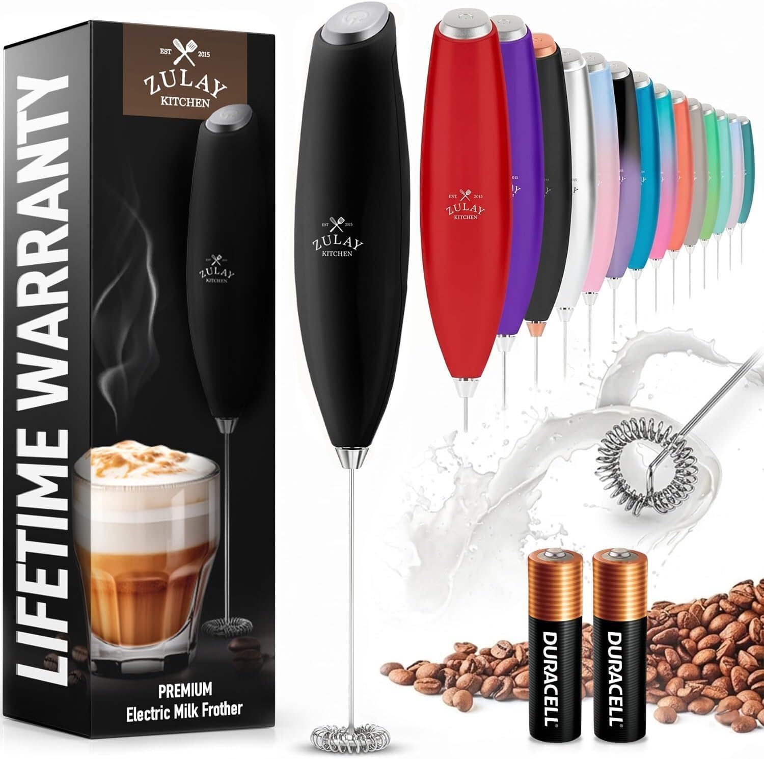 Zulay Milk Frother for Coffee with Upgraded Titanium Motor - Handheld Frother Electric Whisk, Milk Foamer, Mini Blender and Electric Mixer Coffee Frother for Frappe, Latte, Matcha, No Stand - Black-image-29