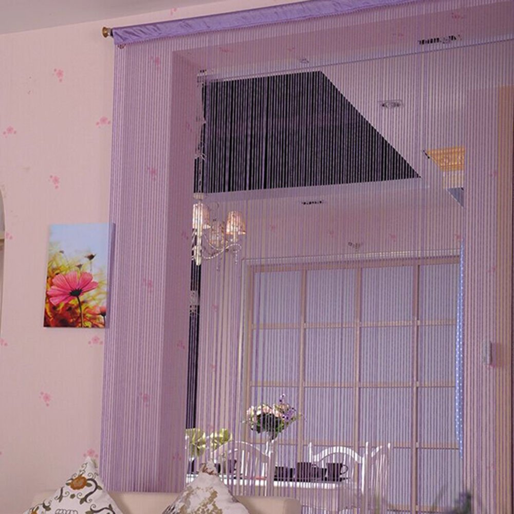 String Thread Curtain Corridor Door Window Room Divider Entrance Decorative Partition Curtain (Light Purple)