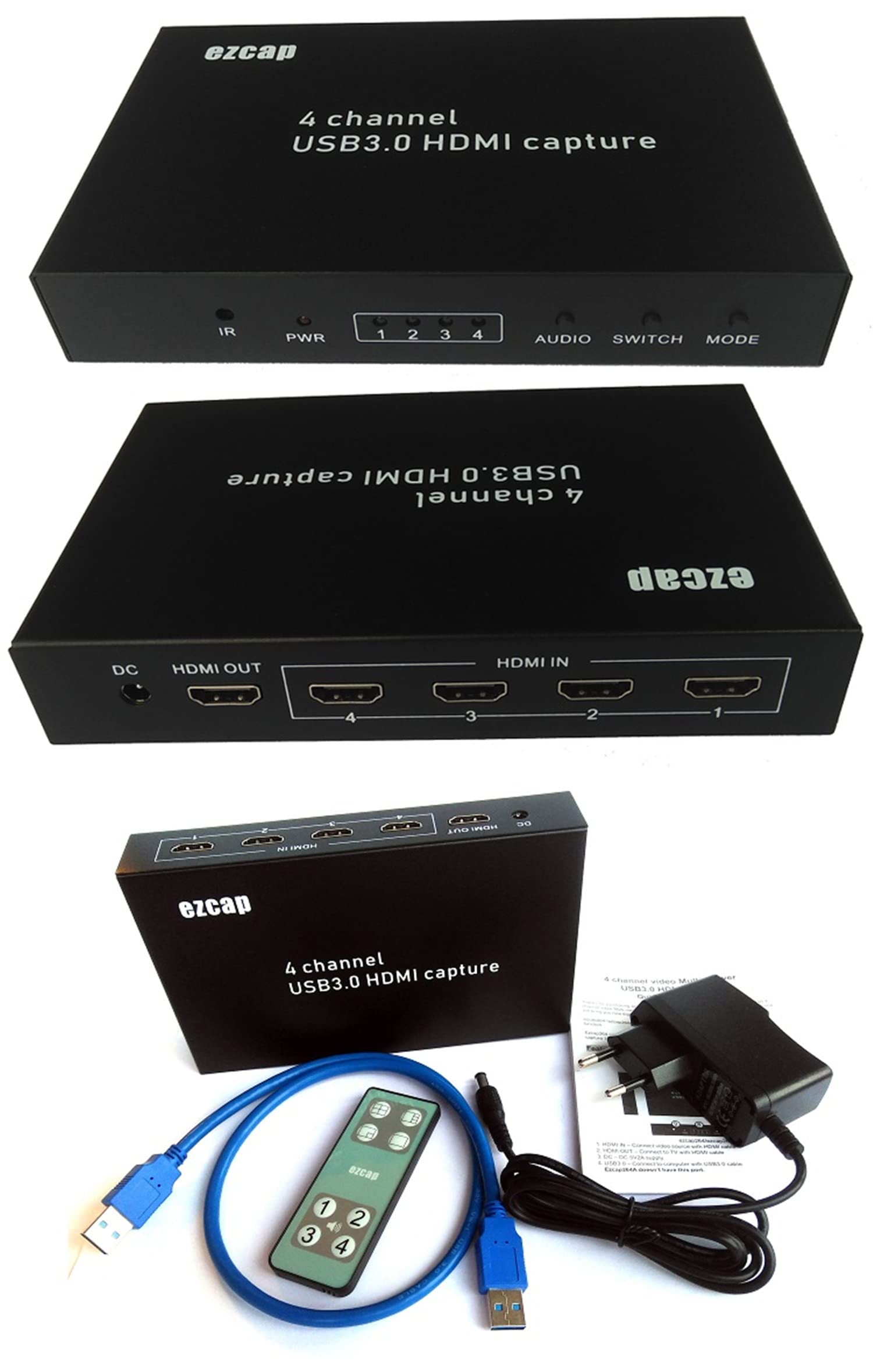 Scheda di acquisizione video 4 canali USB3.0 1080P 60fps Cattura 4 videocamere Multipli su OBS Live Streaming