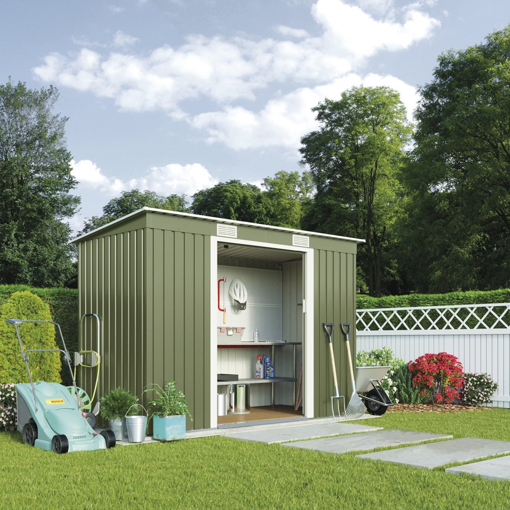 Buy Metal Garden Shed Small Outdoor Storage 8.6 x 4 with Sliding Doors