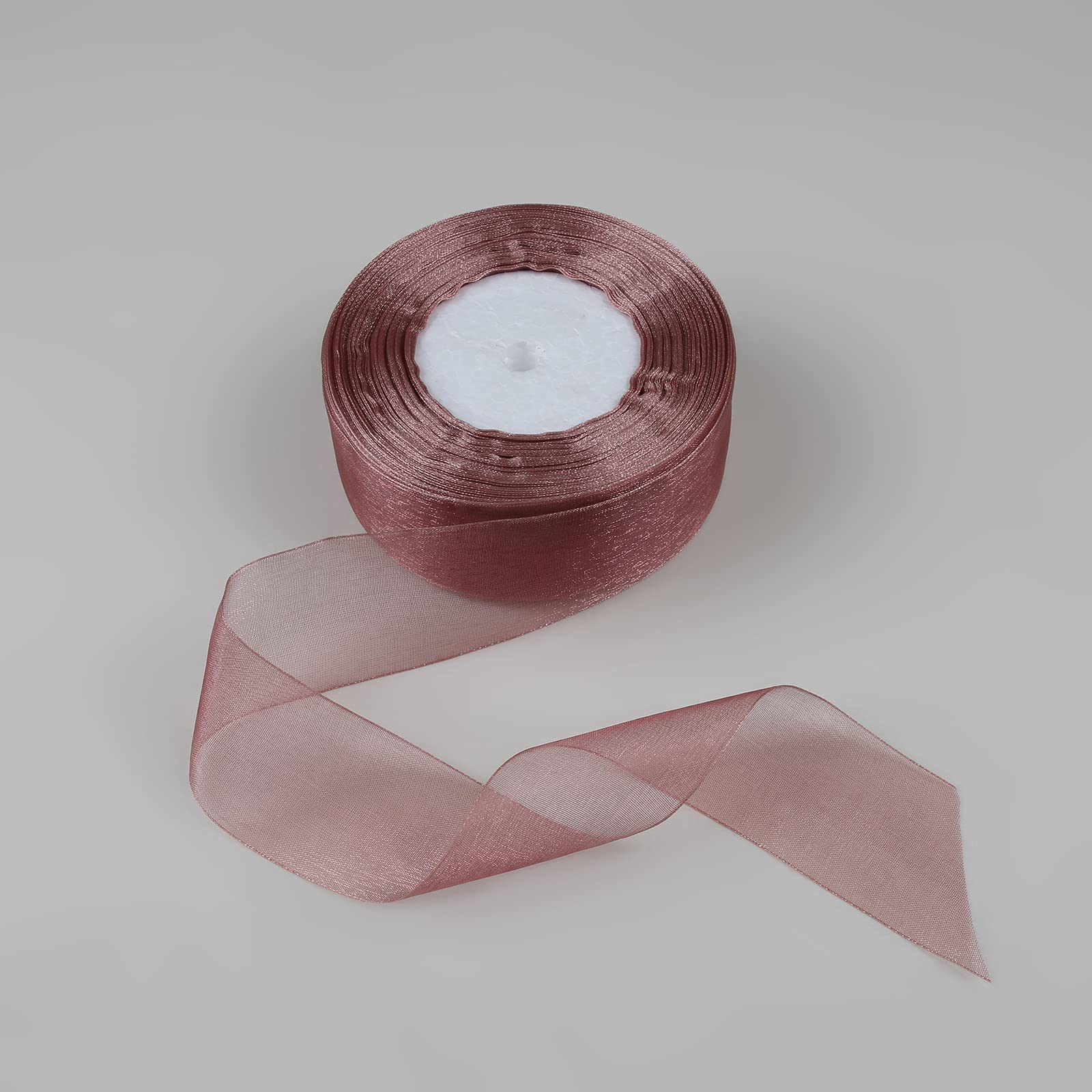 GUZON Sheer Chiffon Ribbon 1.5Inch×50 Yards Dusty Rose Fading Chiffon Ribbon for Gift Wrapping Wedding Gift Ribbon Bows Bouquets Wrapping Birthday Wreath Decorations