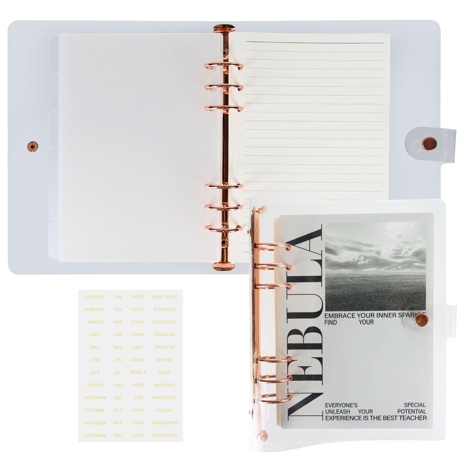 Classeur A5 transparent 6 anneaux pour organiser vos notes sans les perdre