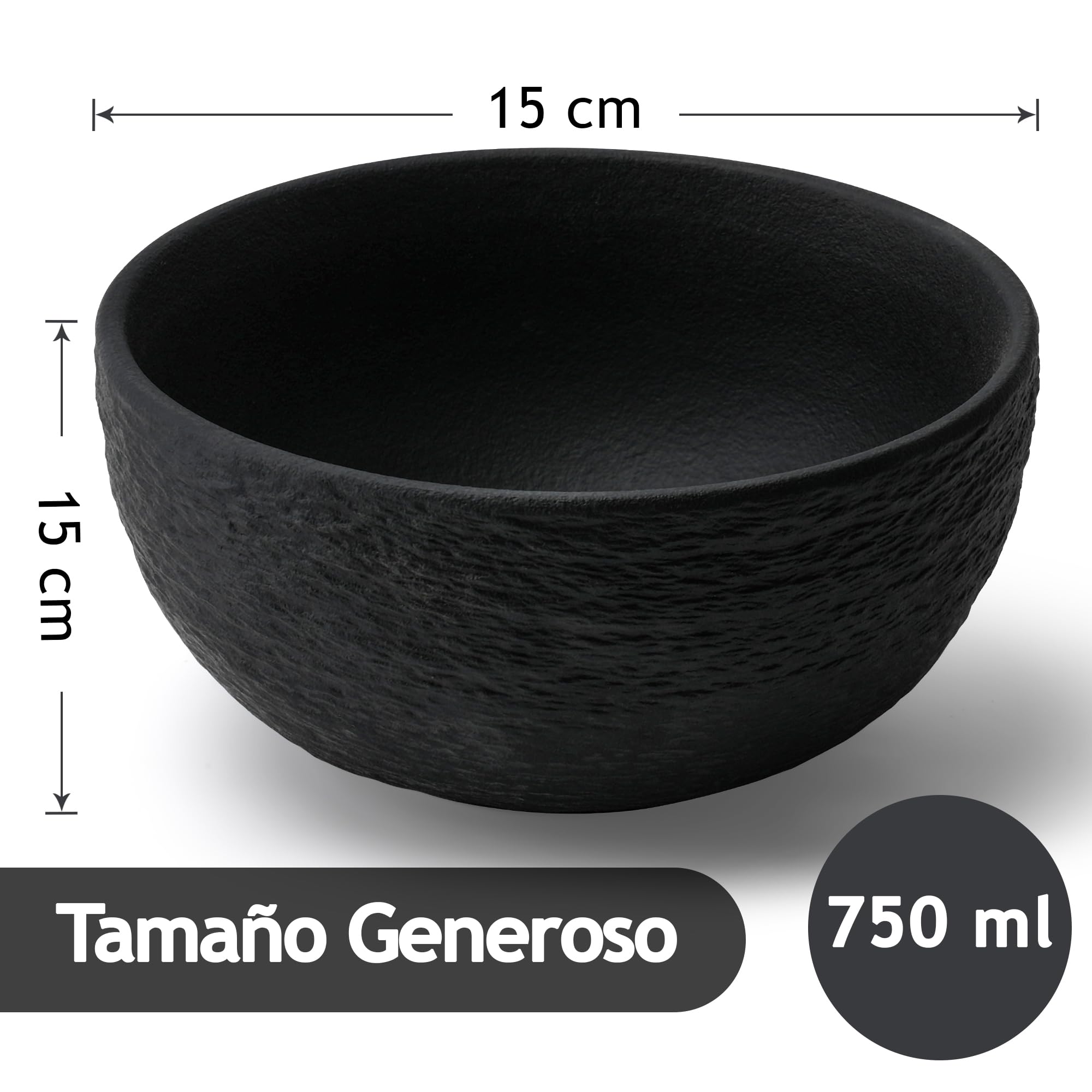 MIAMIO - Set 4 cuencos de cerámica (750 ml) - Oasis (Negro)