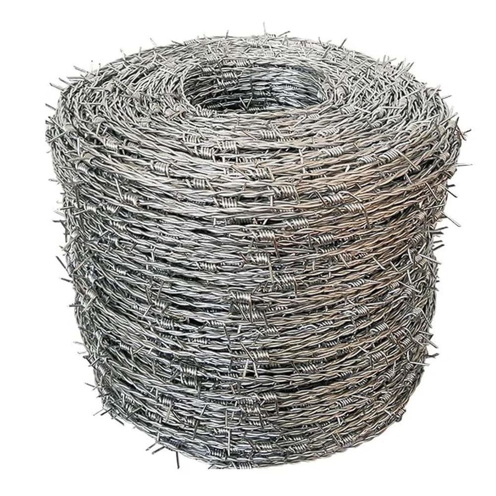 Alambre de Espino 200m, Rollo de Alambre de Púas Galvanizado, Anti-Robo Alambre Espino para Balcón, Jardín, Bate de Béisbol O Artesanías
