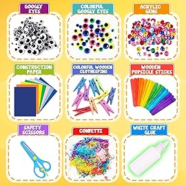 FUNZBO Arts and Crafts School Supplies for Kids - Christmas Kindergarten School Supplies Set with Glitter Glue Stick,Glue, Pipe Cleaners Craft and Kids\' Scissor, Birthday Gifts for Girls Boys Age 4+