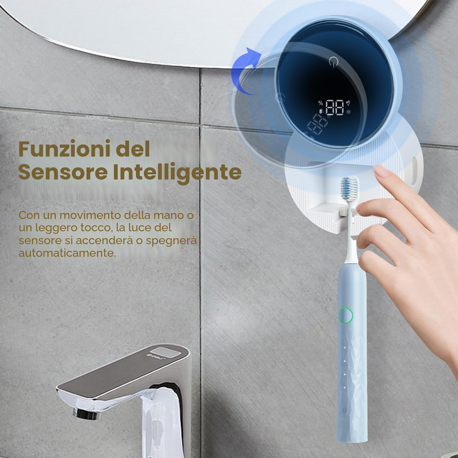 Disinfettante UV per spazzolini, organizer elettrico per spazzolini da denti, sterilizzatore per bagno, supporto per spazzolini da denti a parete, per viaggi e uso familiare