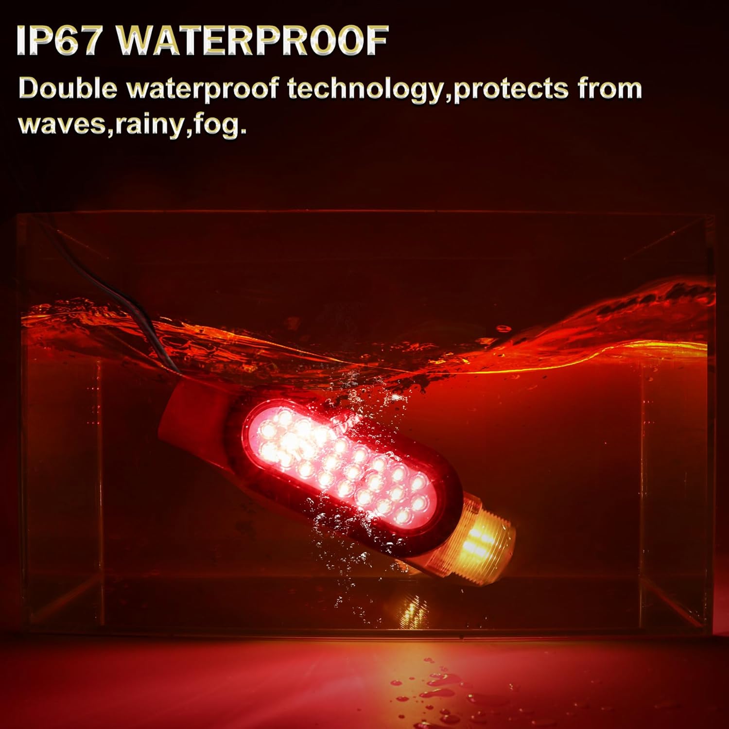 Boat Trailer Guide Pole Post Lights Lite Waterproof IP67 DOT SAE APPROVED 12-24V 2025 Upgrade 2pcs on Pipe Tail for Turn Signal Brake Marker Reverse Light Sealed Submersible Level