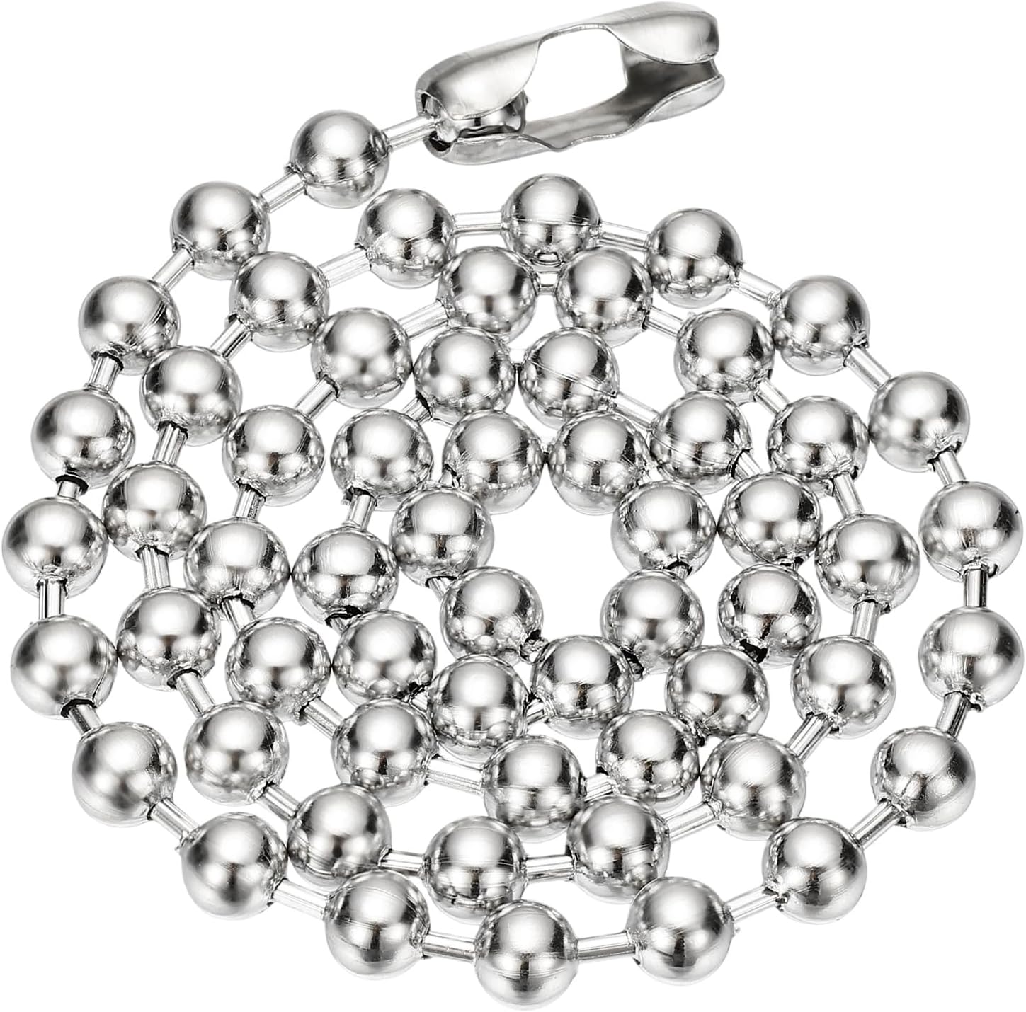 PATIKIL Silver-tone Beaded Chain Necklace, Titanium Steel 8mm Bead Ball Chain Necklace Y2K Punk Necklace for Women and Men Jewelry Gift, 28 Inch Length