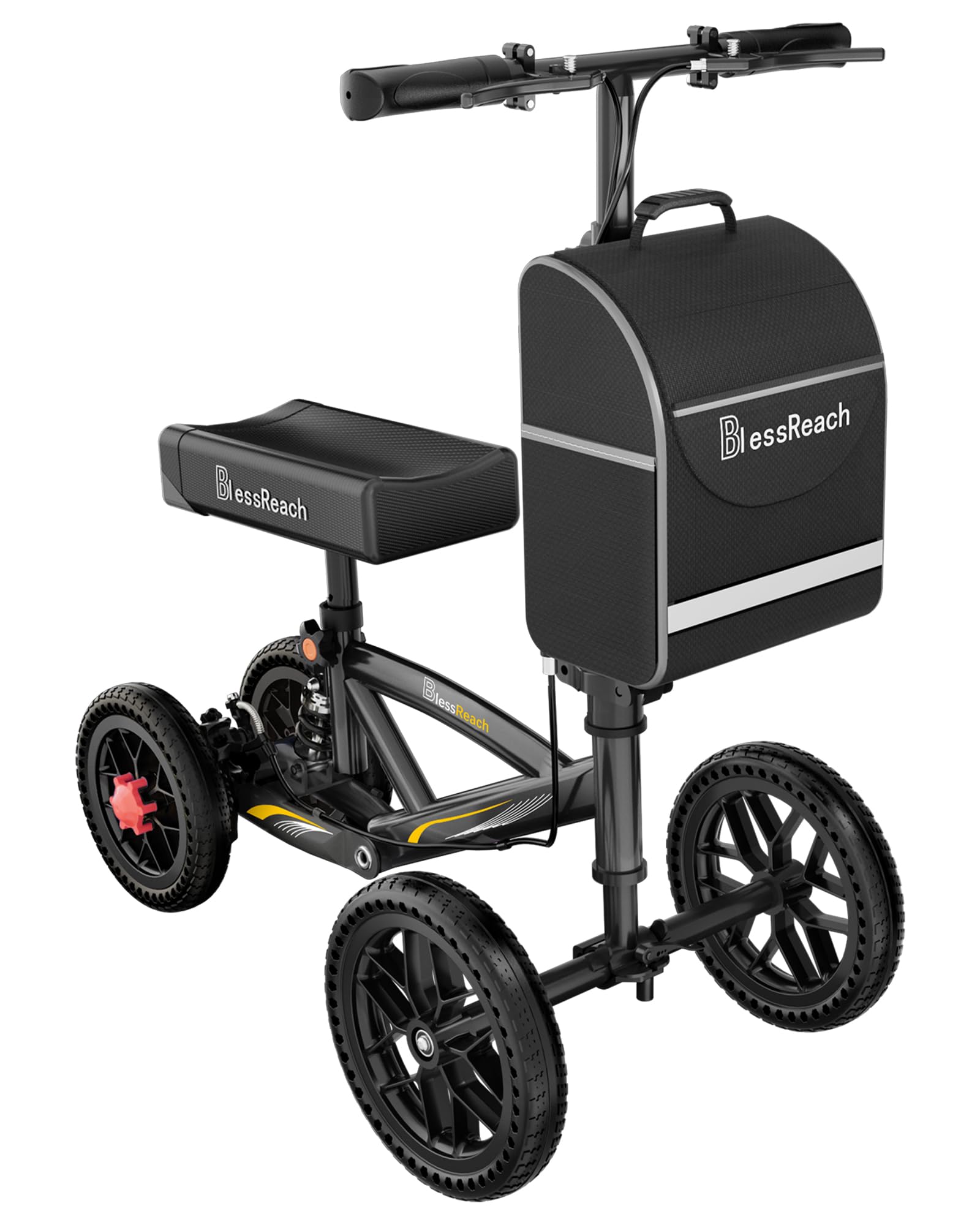Photo 1 of ***DAMAGED -SELLING AS IS *** BlessReach All Terrain Foldable Knee Scooter Walker - Economical Knee Walker for Foot Injuries, Compact Crutches Alternative - Black