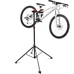 Caballete Para Bicicleta Fija Relaxdays - Soporte Caballete Plegable para Bicicletas, Acero pulverizado, Soporte hasta 30 kg, Altura Ajustable Desde 110-190 cm, Color Negro