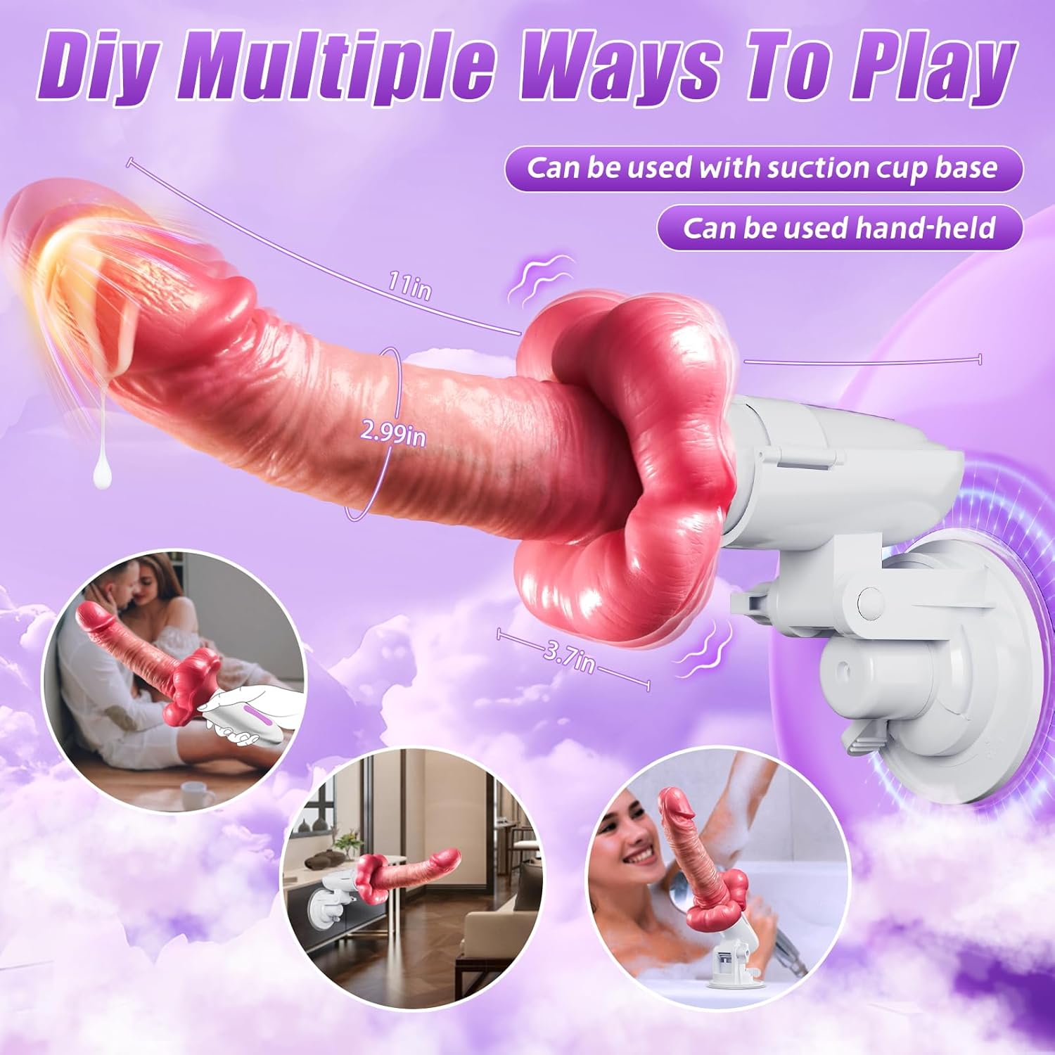 Thrusting Dildo Vibrator Sex Toys - G-spot Dildo Silicone Mouth-Shape Women Sex Toys with 8 Thrusting & Vibrating & Heating & Swing Modes, Remote Control Vibrator for Women Men Pleasure