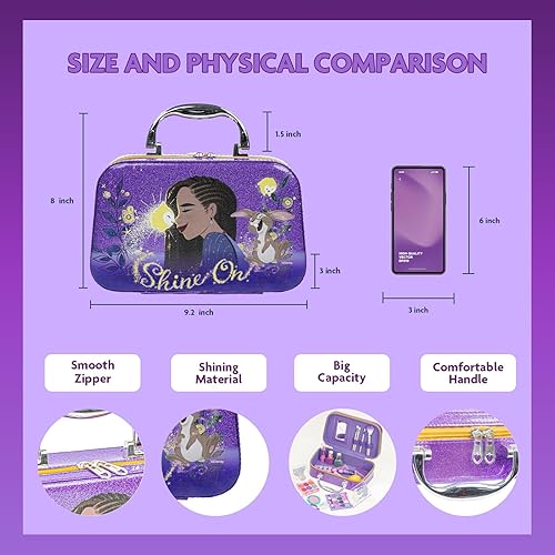 Miniatura 6 de Disney Wish - Juego de monedero de moda con esmalte de uñas, lima de uñas, brillo de labios, lápiz labial, bálsamo labial, corona, sombra de ojos,