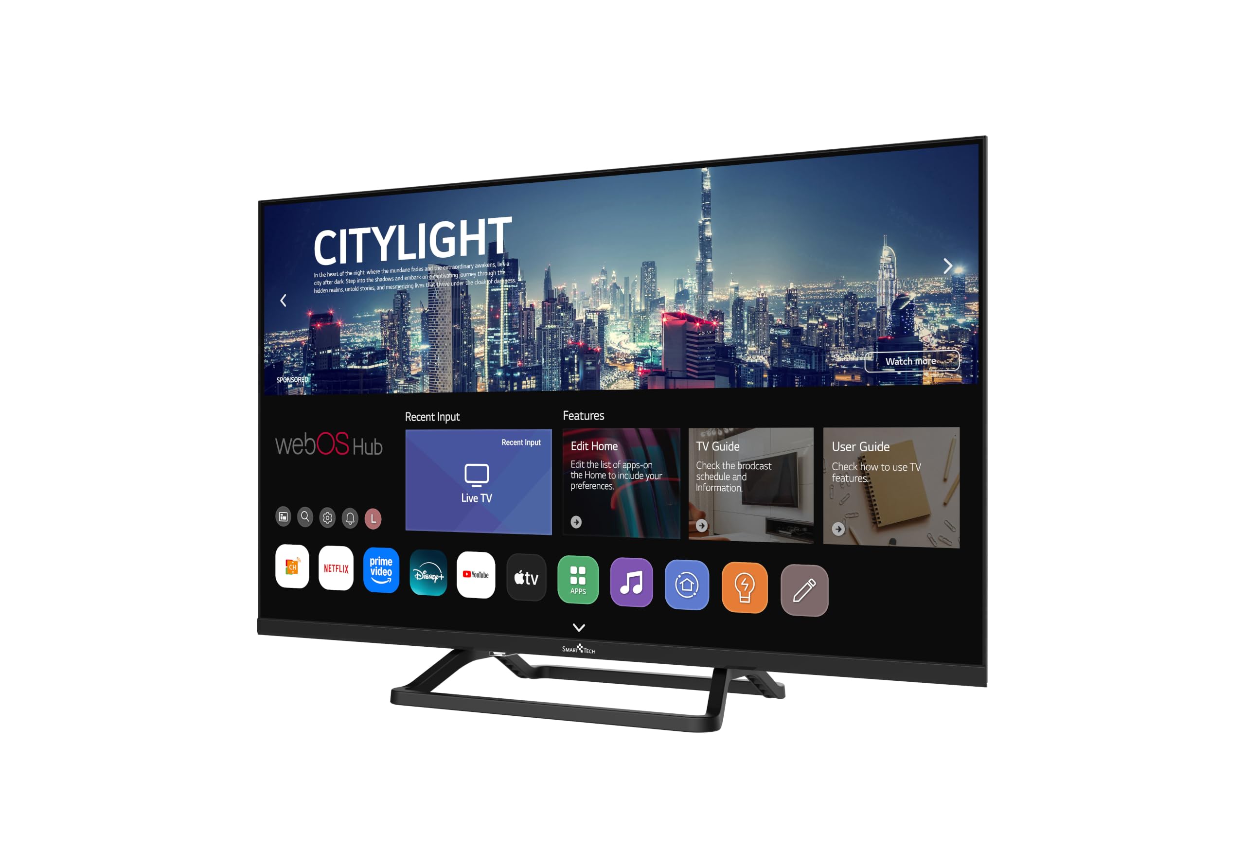 Smart Tech TV LED HD 32' (80 cm) Smart TV Web OS-32HW01V3- Molotov, Netflix, Prime Video, 3xHDMI - 2xUSB -Dolby Audio