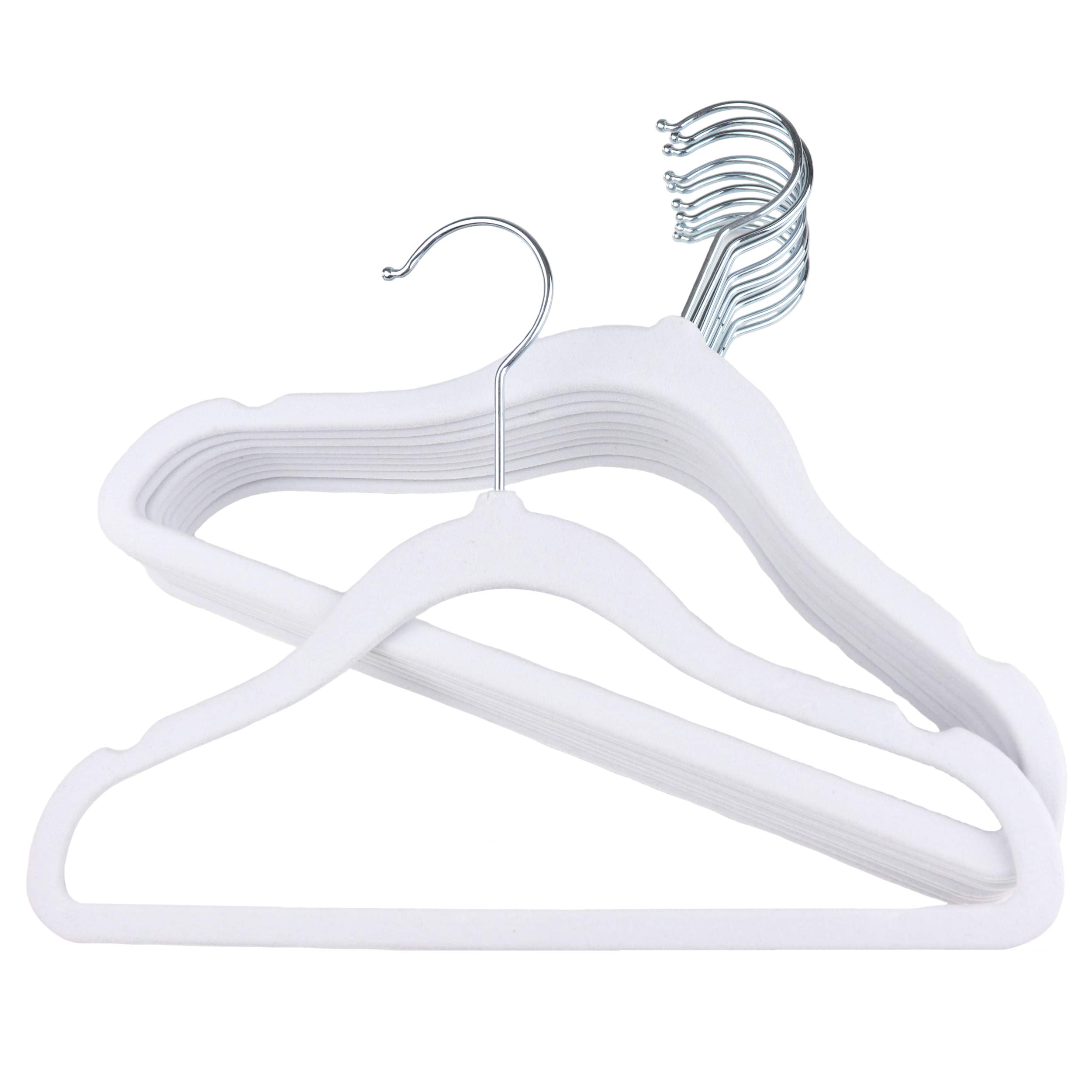 The Hanger Store 100 Kids White Non-slip Velvet Space Saving Coat Clothes Hangers with Trouser Bar โ image 1