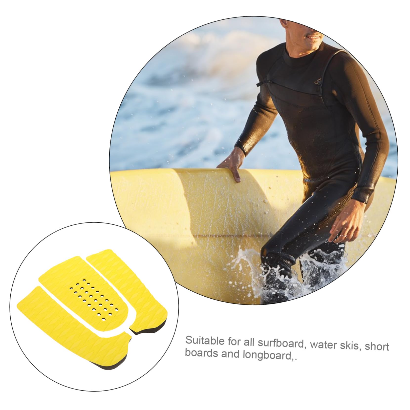 BESPORTBLE Accesorios para Tablas de Surf Accesorios Tabla Surf Pads tracción Tabla Surf Almohadillas traseras Antideslizantes Cambiador de Surf Almohadillas de tracción Eva