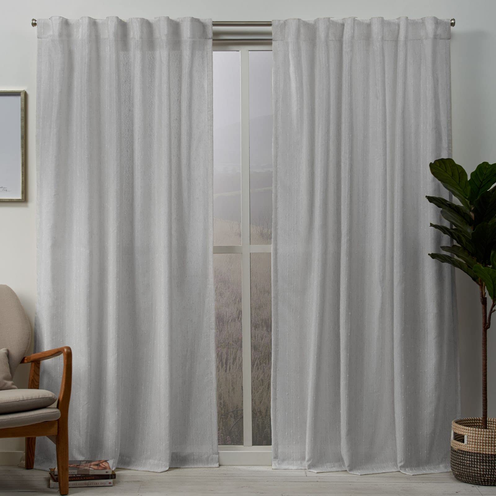 Exclusive Home Curtains Panel Pair, 10% Linen, 90% Poly, Dove Grey, 54x96