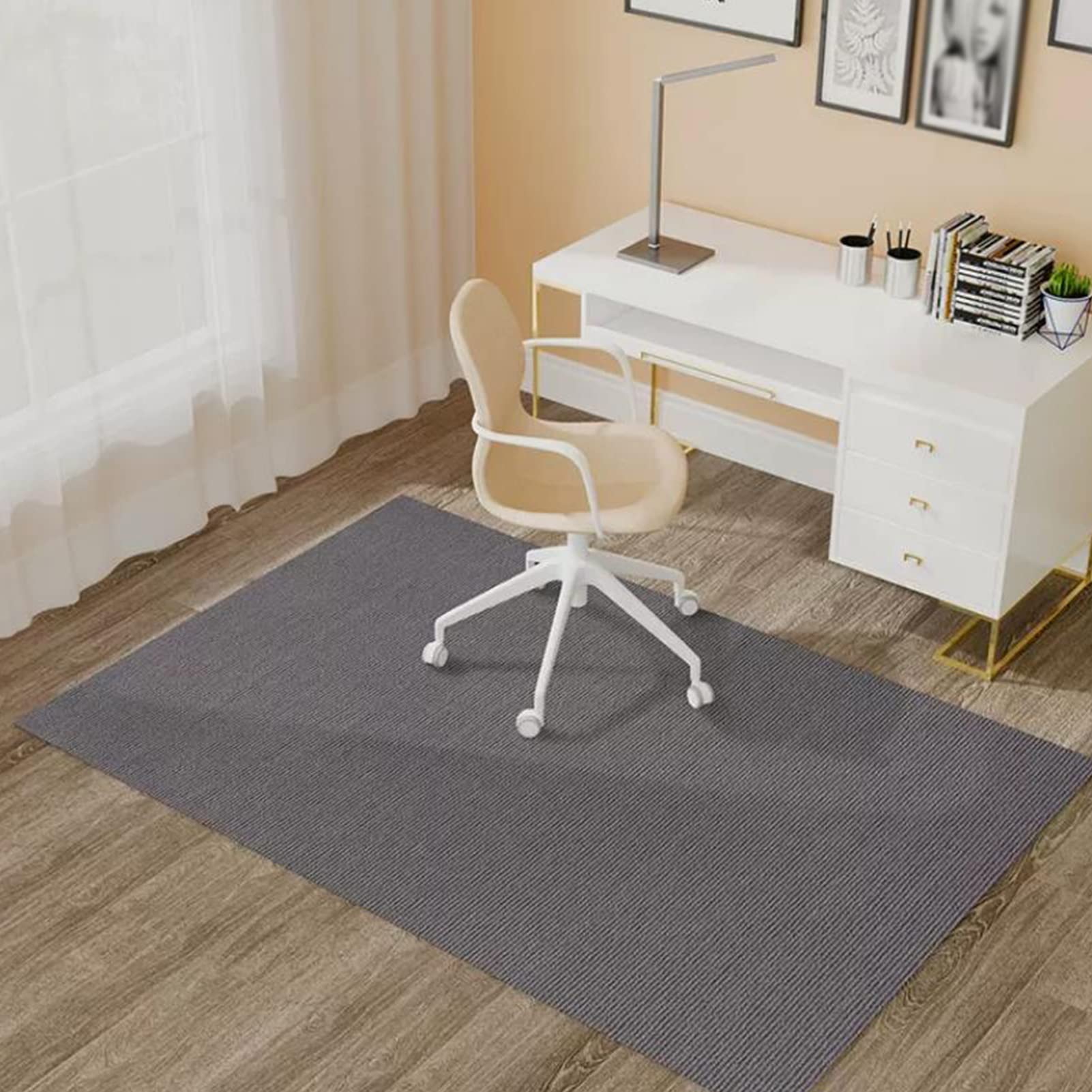 Office Chair Mat for Carpet, Desk Chair Mat, Abrasion and scratch resistant, water resistant, protection for hardwood or tile floors, under office chairs/entryway/balcony ( Color : Light gray , Size :