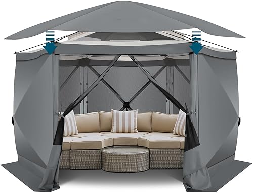 Miniatura 21 de COBIZI Tienda de campaña de 10 x 10 pies para camping, toldo de camping desplegable con paredes laterales, tienda de campaña portátil para