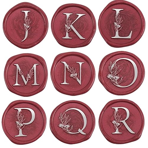 Miniatura 3 de Sello de cera del alfabeto L, sello de cera de hojas de eucalipto botánicas con letra L, sello de sellado para invitación de fiesta de boda,