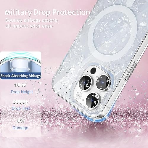 Miniatura 6 de Funda MagSafe compatible con iPhone 15 Pro Max para mujeres y niñas, funda magnética de mármol de lujo con ópalo perlado para iPhone 15 Pro Max 1