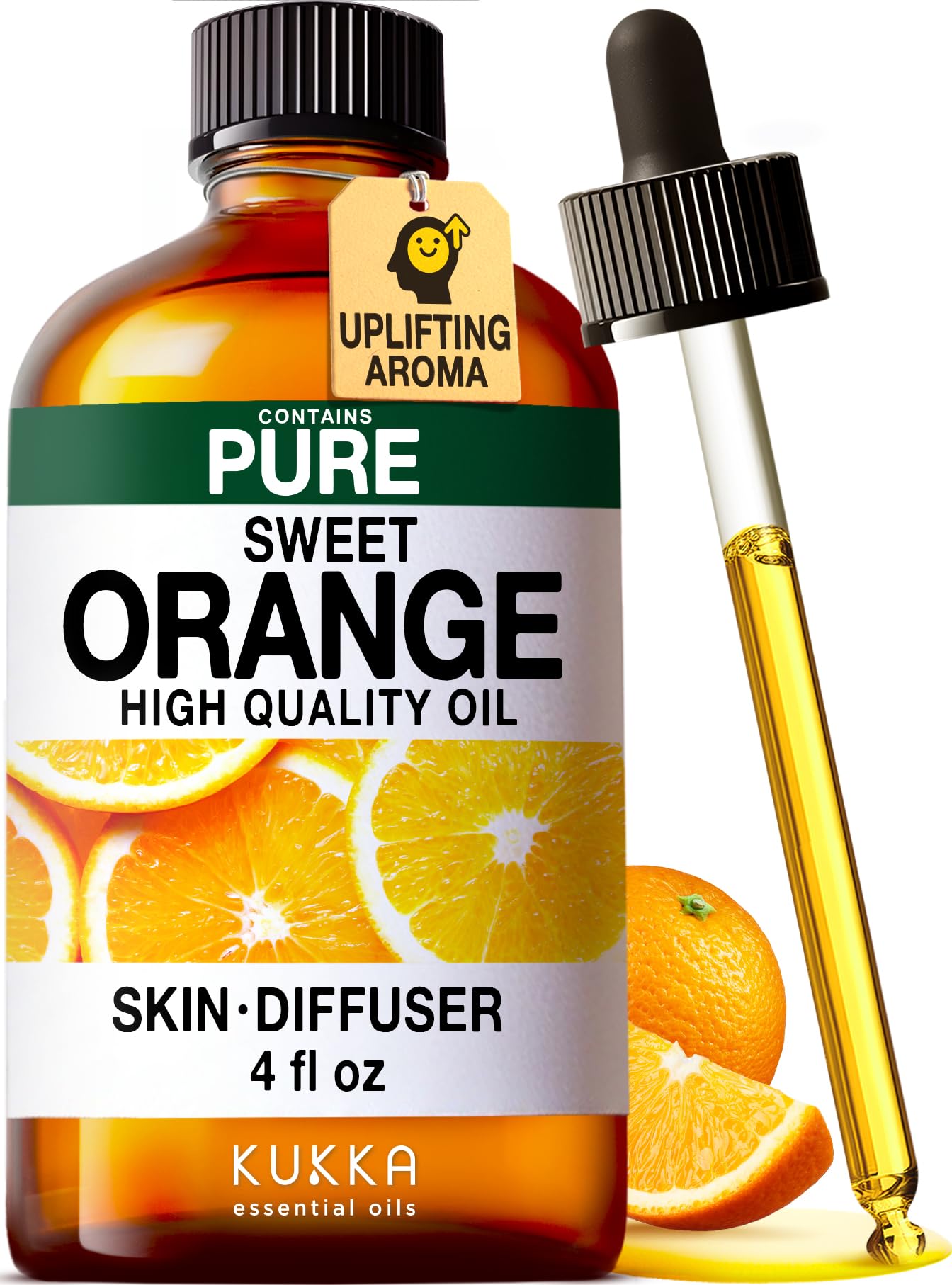 KUKKA Orange Essential Oils - 4 Fl Oz - for Hair, Skin, Diffuser, Aromatherapy & DIY Soap Making ScentClimatePartner certified