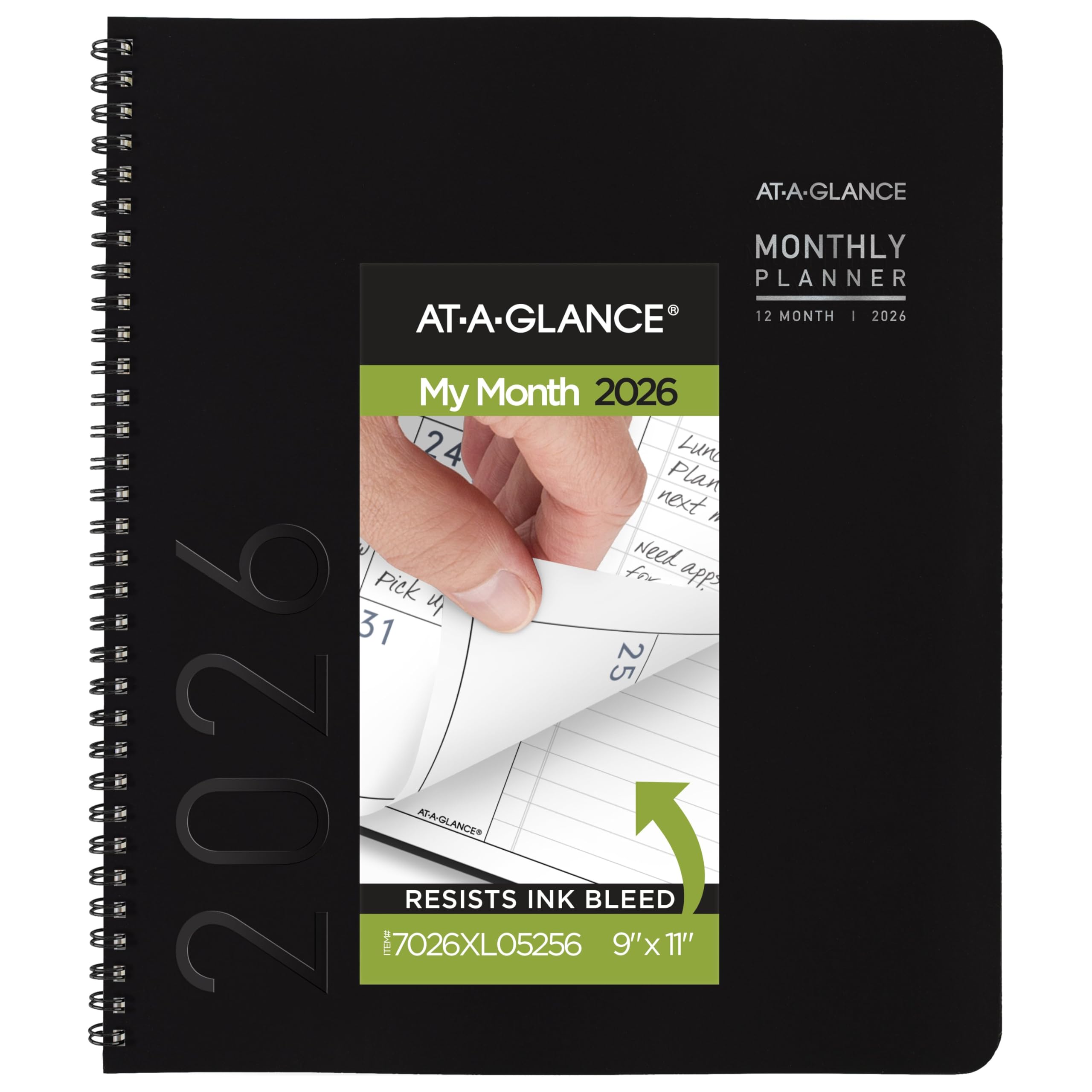 AT-A-GLANCE 2026 Planner, Monthly, 9" x 11", Large, Contemporary Lite, Black (7026XL0526)