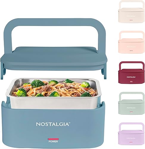 Miniatura 21 de Nostalgia Lonchera Eléctrica Calentada Portátil de 20 Onzas – Tamaño de Viaje, Capacidad de 2.5 Tazas para Sopa, Chile y Sobras – Tapa Sellada de