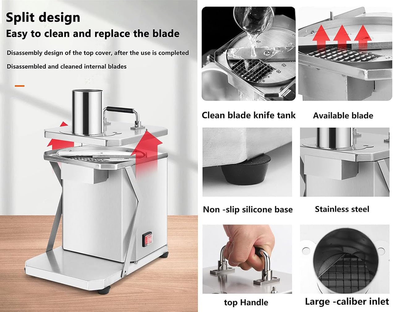 Tagliaverdure Elettrico Commerciale, Robot da Cucina, Macchina per Tagliare la Frutta, Robot da Cucina, grattugia Automatica, tagliapatate e cipolle
