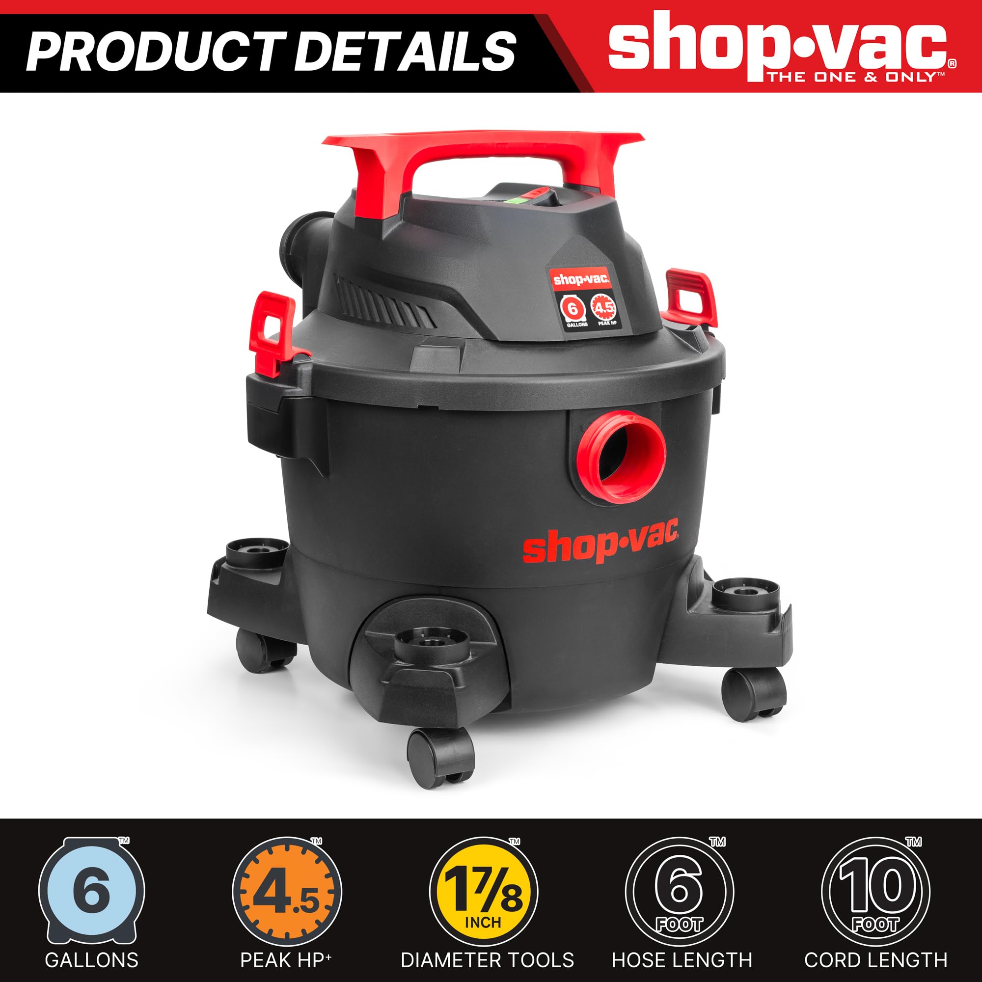Shop-Vac 6 Gallon Wet/Dry Vacuum - Blower & Powerful Suction -3