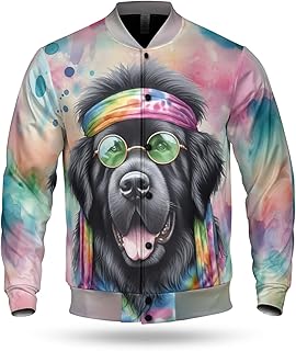 Hippie Dog Portrait Watercolor Tie-dye Vintage Styles Baseball Jersey Shirt Jacket