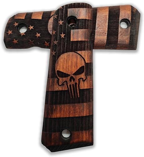 Miniatura 4 de Serie Punisher 1911 de la bandera de Estados Unidos, empuñaduras de pistola de madera 1911, corte de seguridad Ambi para 1911 tamaño completo,