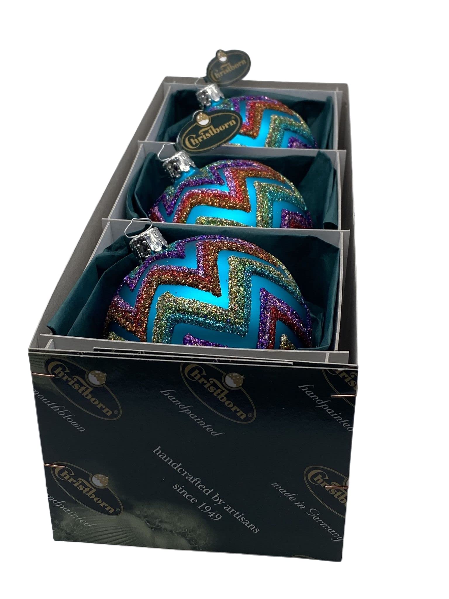 Amazon.com: Christborn Zack 3/Ktn Christmas Bauble 8 cm Matt Aqua