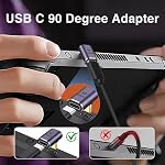 Duttek 90 Degré USB C Adaptateur d'extension 100W, 40Gbps, Angle droit USB C Adaptateur homme à femme pour ordinateur portable, tablette et téléphones paquet de 4