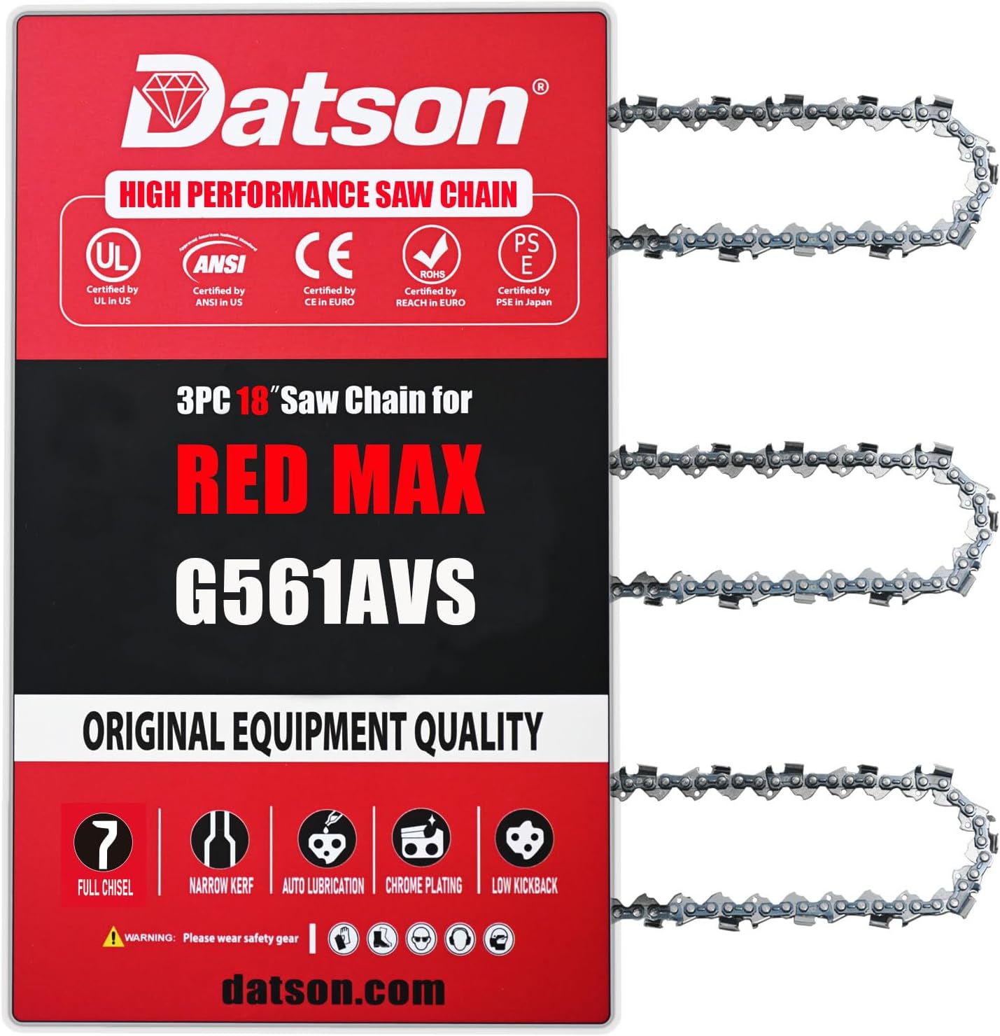 18 Inch Chainsaw Chain Replacement for RED MAX G561AVS,STIHL 024, 024 Super, 026, 026 PRO, 026P, 028, 028 Super, 029, 030, 031, 032, 034, 034 SUPER, (3 Chains) - Full Chisel