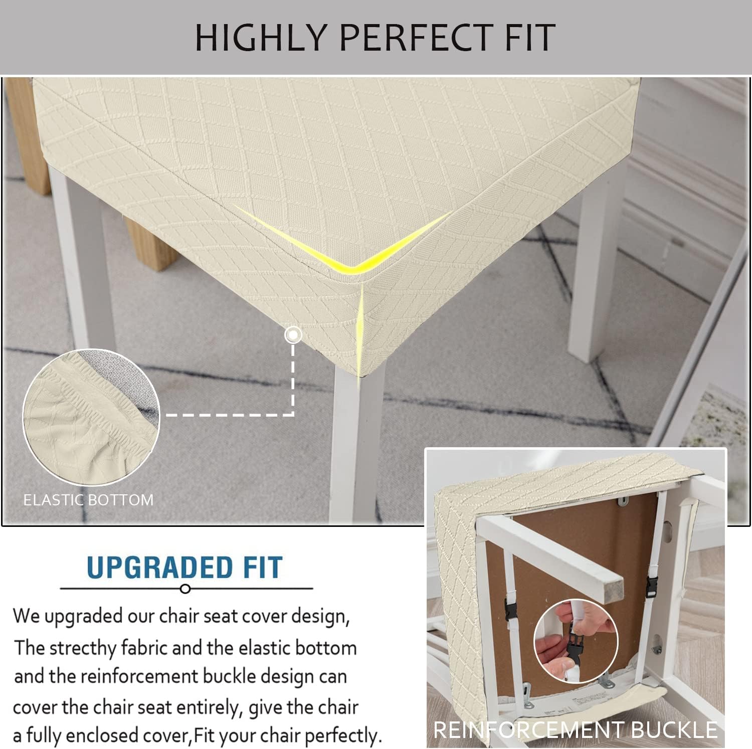 JUNZHE Chair Covers, Waterproof, Washable, Removable, High Stretch Dining Table and Chairs set 6/4/2 - Image 3