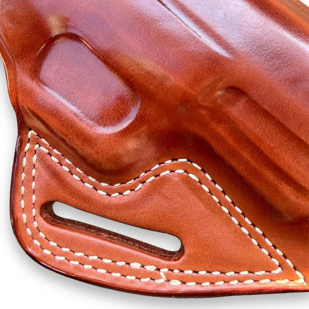 Premium Leather Three Slot Pancake OWB Holster with Thumb Break Fits XDM Full Size 4.5-inch. Right Hand Draw, Brown Color #1336#