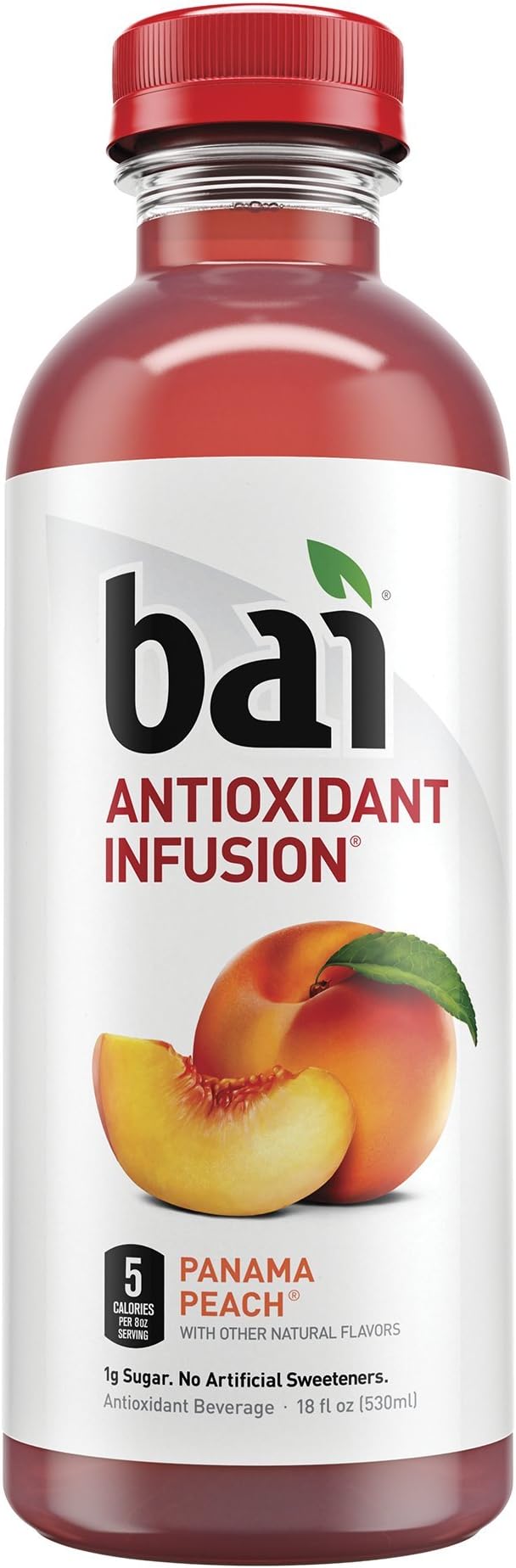 Bai, Antioxidant Infusions, Panama Peach, Flavored Water, 18 Fluid Ounce Bottle