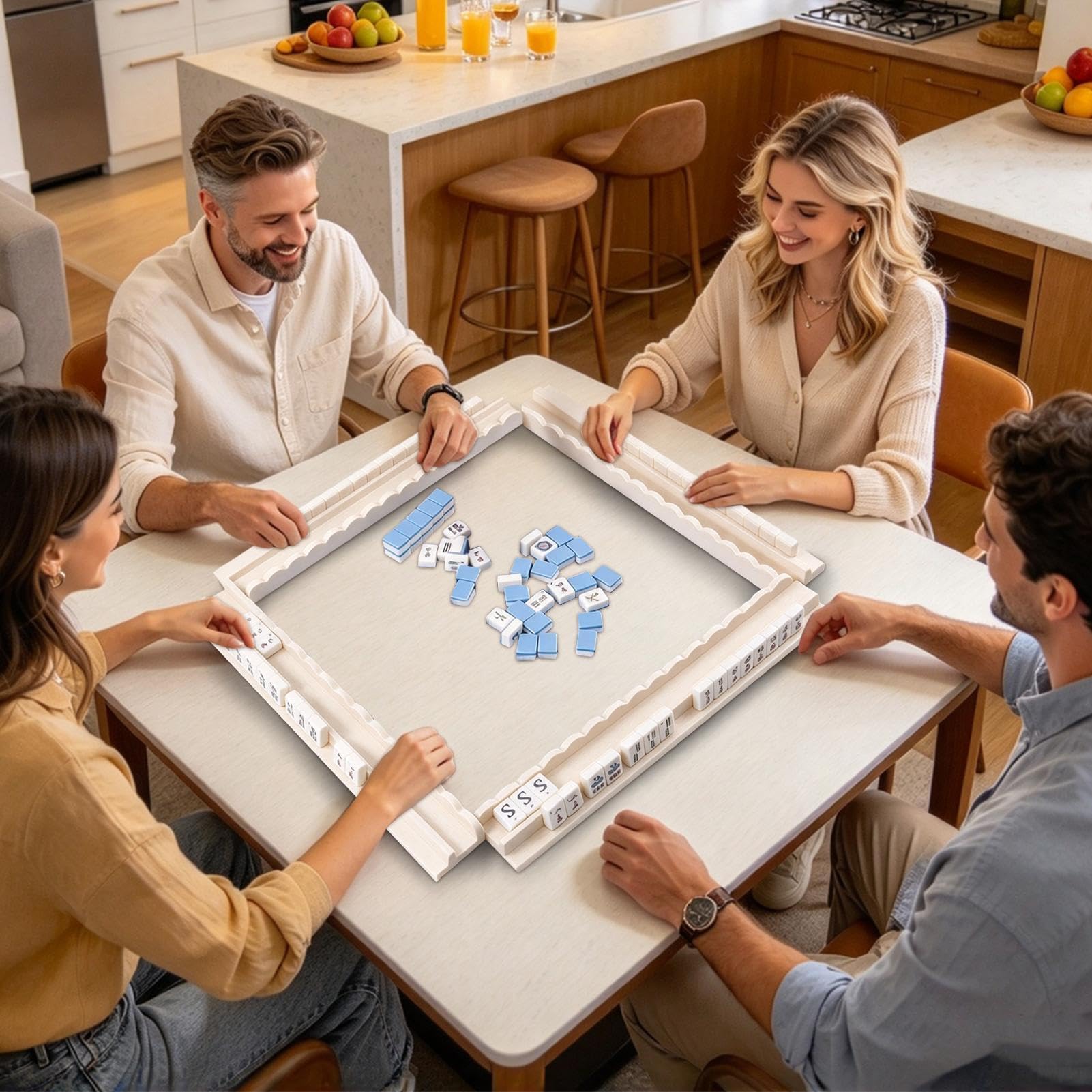 Mahjong Rack - Set in legno da 50,8 cm con pulsanti integrati