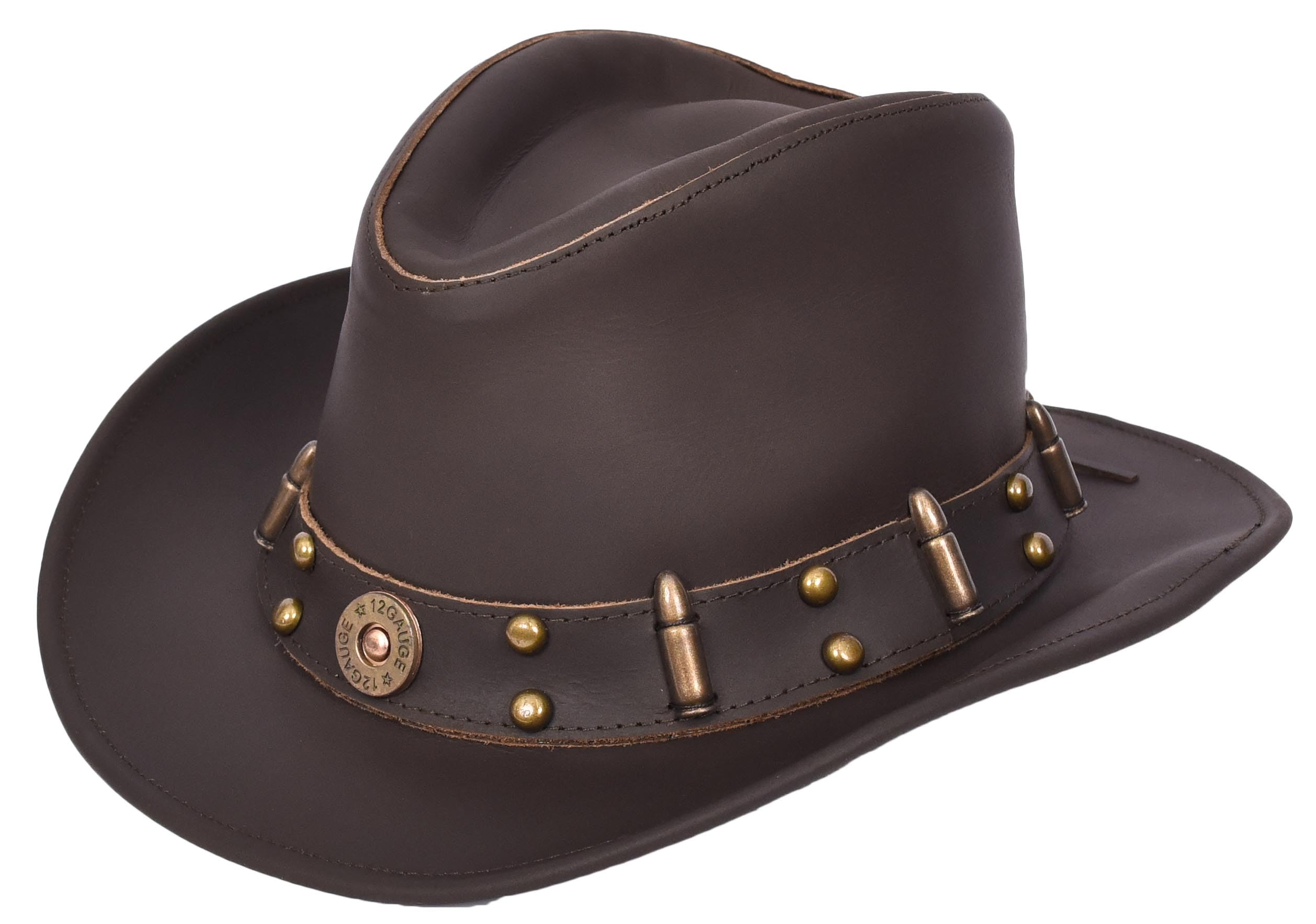 Sombrero vaquero de piel auténtica, sombrero de arbusto australiano occidental, estilo bala, color marrón Denver