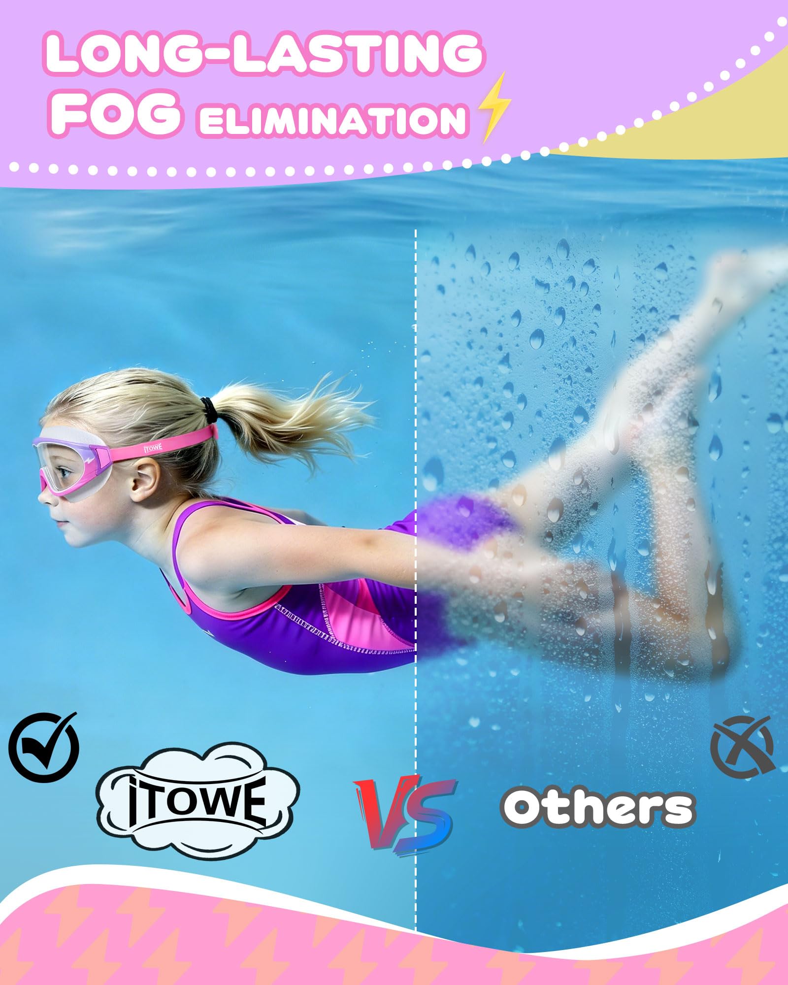 2 Stück Weitsicht-Schwimmbrille, kein Auslaufen, Kinder-Schwimmbrille mit Anti-Beschlag/UV-HD-Ansicht, Kinderbrille für Jungen und Mädchen 3–15