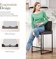 Vista 6 de Sophia & William - Juego de 4 taburetes de bar negros, taburetes de bar modernos de cuero PU de altura de mostrador con respaldo, sillas de isla