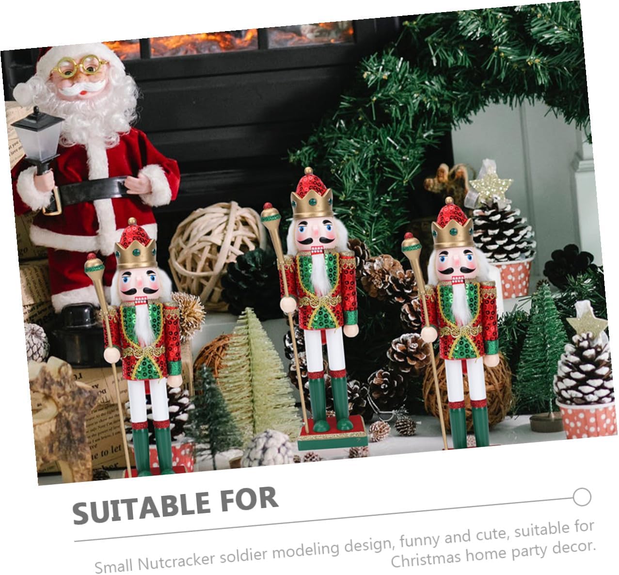 Wooden Nutcracker Figurine Christmas Nutcracker Decorations Soldier Puppet Christmas Shelf Decor Collectible Holiday Ornament