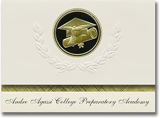 Signature Announcements Andre Agassi College Preparatory Academy (Las Vegas, NV) Graduation Announcements, Presidential Elite Pack 25 Cap & Diploma Seal. Black & Gold. - coolthings.us
