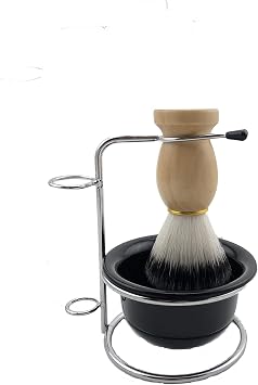Universal Heavy Stainless Shaving Brush Stand Holder With Shaving Bowl and Brush-The Best Safety Razor Stand
