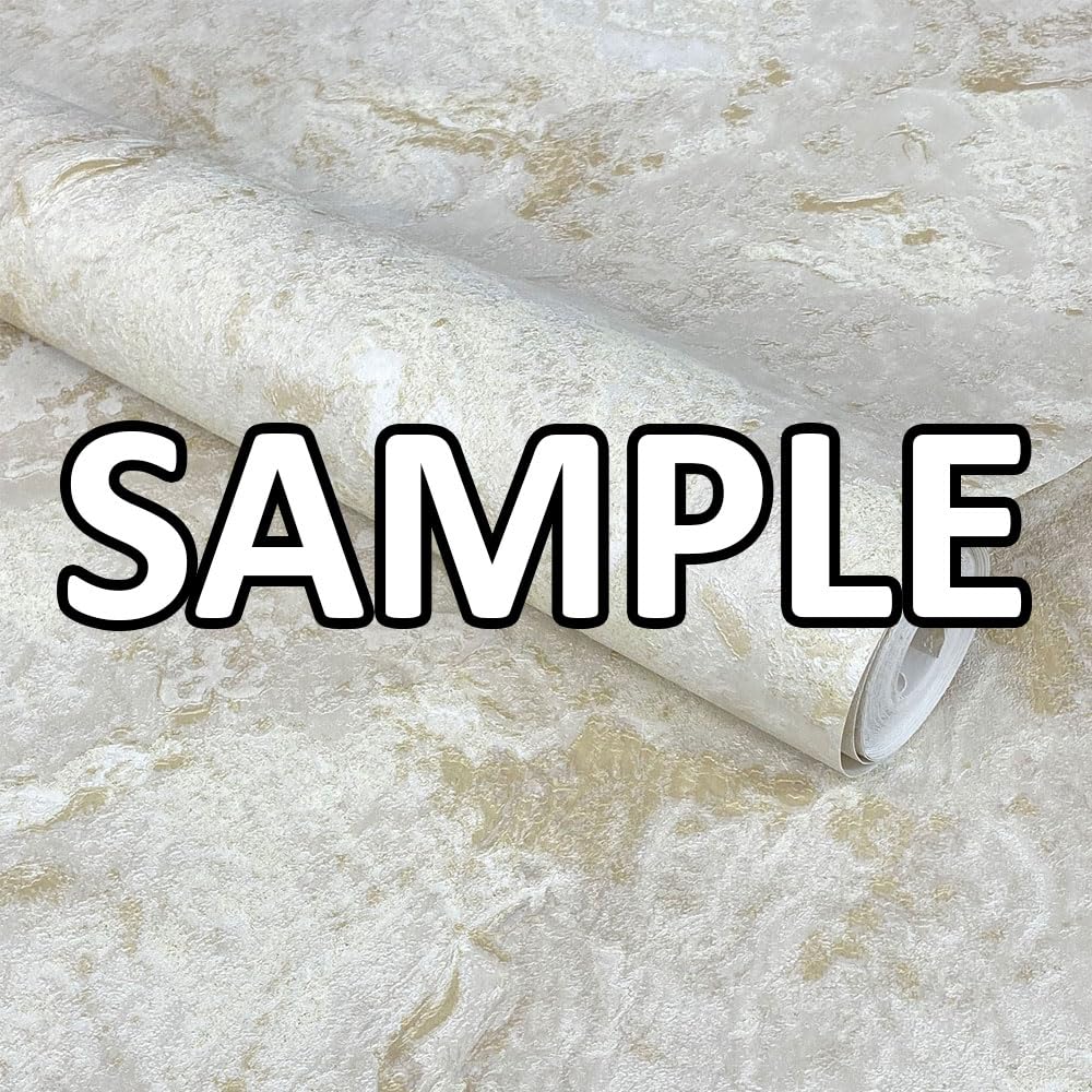 World of Wallpaper Luxe Collection Cream/Gold Marble Sample - Heavyweight Vinyl Wallpaper - Modern Luxury Wallpaper for Living & Bedroom